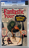 Fantastic Four #5 CGC 7.5 1962 Origin and 1st appearance of Dr. Doom.  Full page ad for Incredible Hulk #1