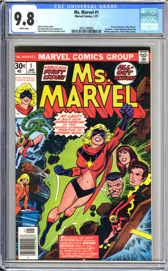 Ms. Marvel #1 CGC 9.8 White Pages 1st Carol Danvers as Ms. Marvel.