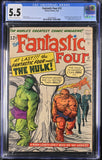 Fantastic Four #12 CGC 5.5 1st meeting of the Fantastic Four and the Incredible Hulk. Rick Jones and Thunderbolt Ross appearance.