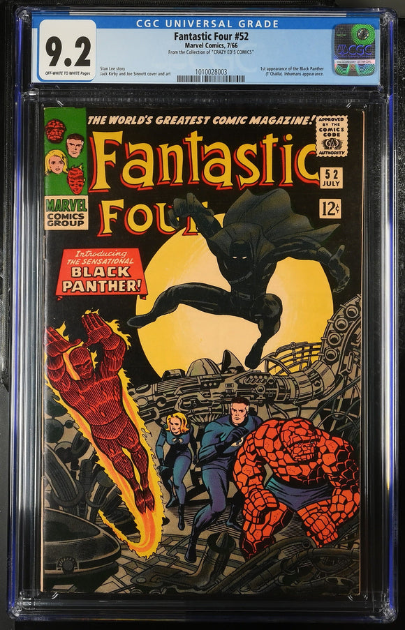 Fantastic Four #52 CGC 9.2 (1966) 1st appearance of the Black Panther (T'Challa). Inhumans appearance.