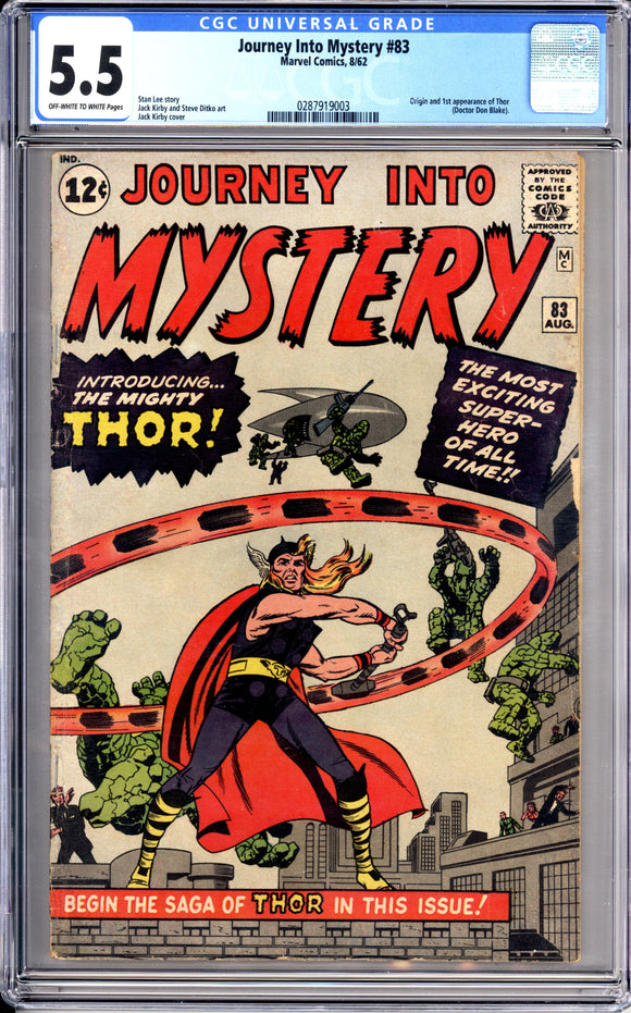 Journey Into Mystery #83 CGC 5.5, Origin and 1st appearance of Thor (Doctor Don Blake).