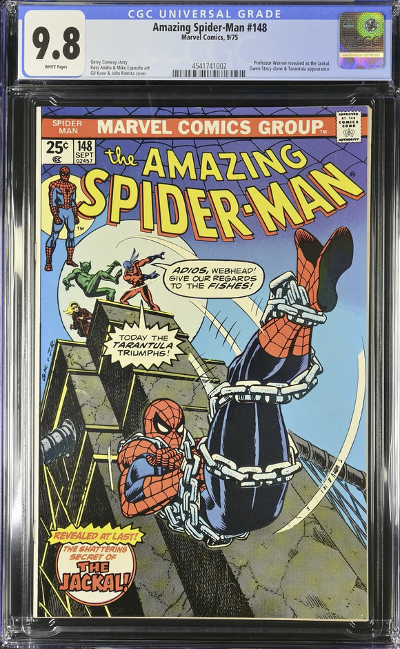 Amazing Spider-Man #148 CGC 9.8 White Pages (1975) Professor Warren revealed as the Jackal. Gwen Stacy clone appearance