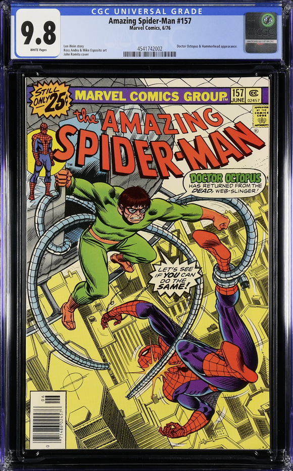Amazing Spider-Man #157 CGC 9.8 White Pages (1976) Doctor Octopus & Hammerhead appearance.