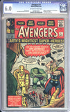 Avengers #1 CGC 6.0 (1963) Origin &amp; 1st appearance of the Avengers. Fantastic Four, Loki &amp; Teen Brigade appearance.