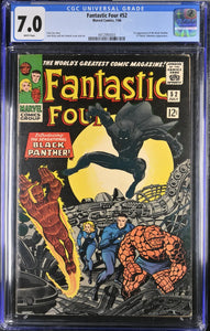 Fantastic Four #52 CGC 7.0 (1966) 1st appearance of the Black Panther (T'Challa). Inhumans appearance.