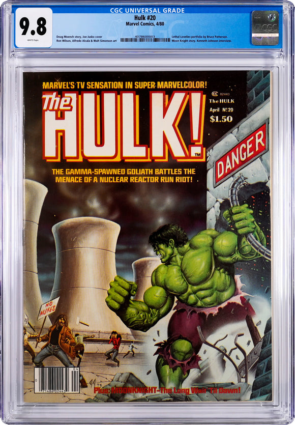 The Hulk #20 CGC 9.8 (1980) Lethal Lovelies portfolio by Bruce Patterson. Moon Knight story. Kenneth Johnson interview