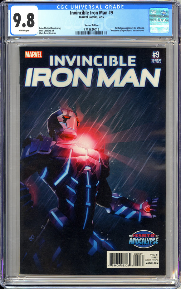 Invincible Iron Man #9 (Aoa Variant) CGC 9.8 1st full appearance of Riri Williams. 
