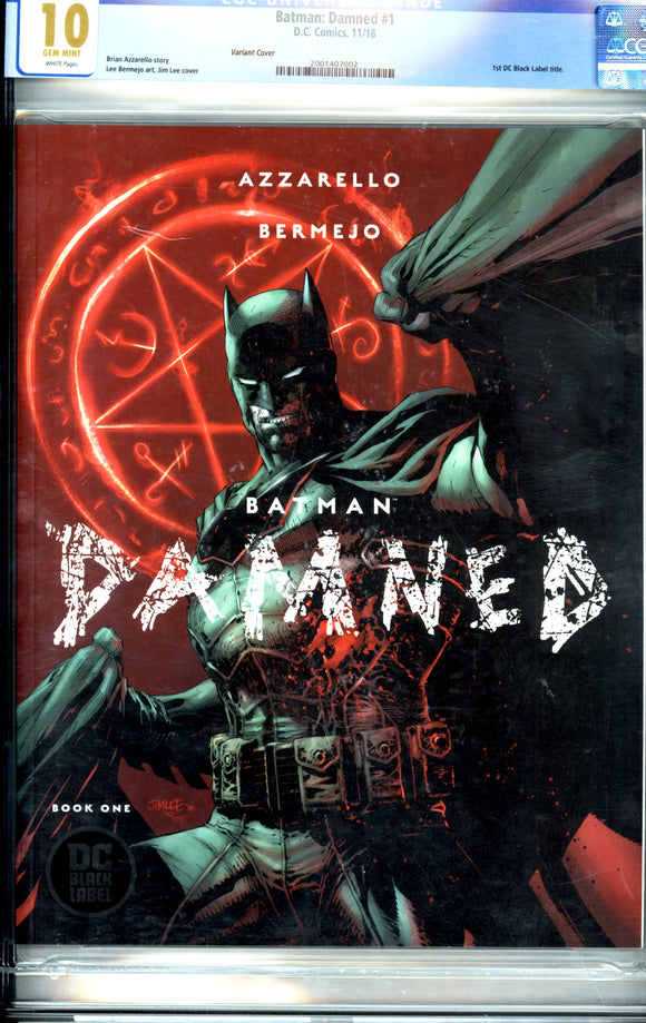 Batman: Damned #1 CGC 10.0 1st DC Black Label title.