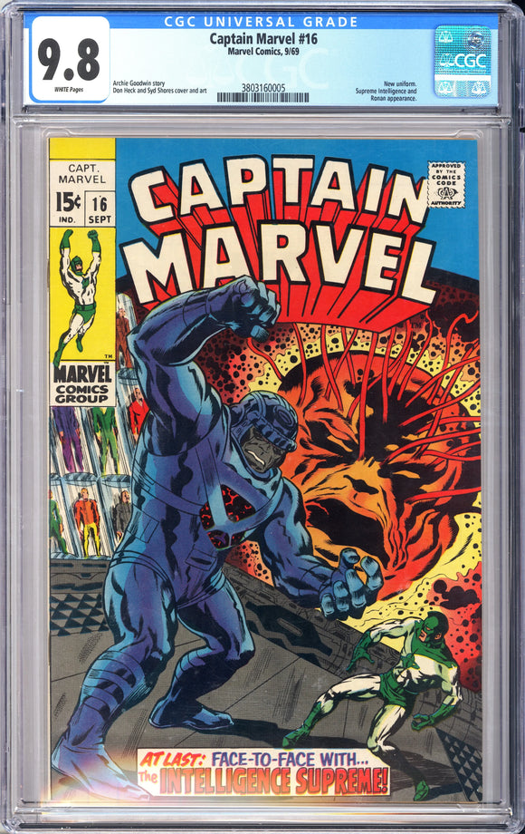 Captain Marvel #16 CGC 9.8 New uniform. Supreme Intelligence and Ronan appearance.