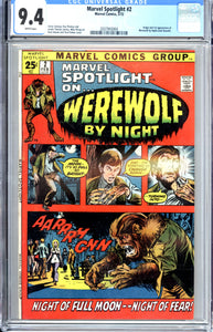 Marvel Spotlight #32 CGC 9.4 White Pages (1972) Origin and 1st appearance of Werewolf by Night (Jack Russell).